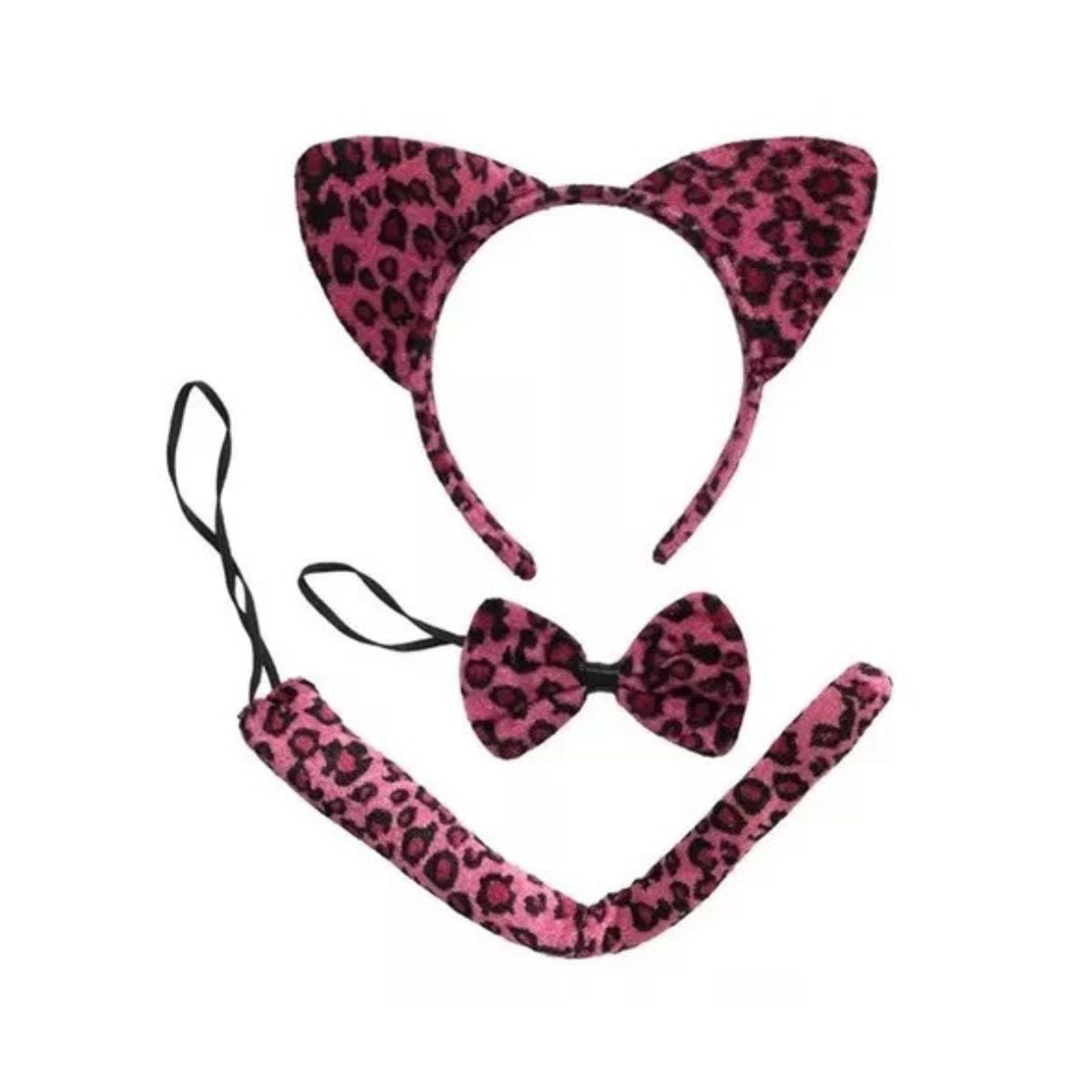 Kit Fantasia Cosplay Oncinha Rosa - Rabo / Tiara / Gravata Kit Fantasia Cosplay Oncinha Rosa - Rabo / Tiara / Gravata
